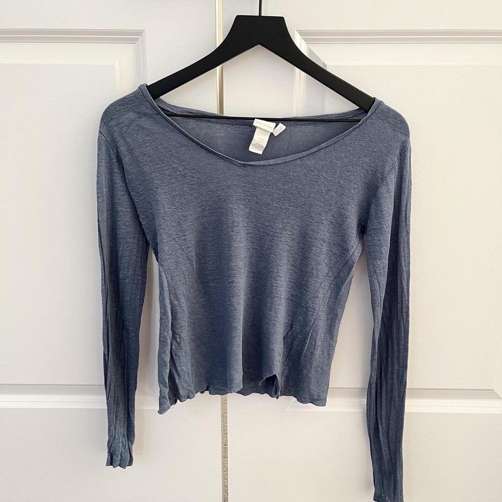 H&M Linen Tshirt T-Shirt Blouse Top Shirt XS